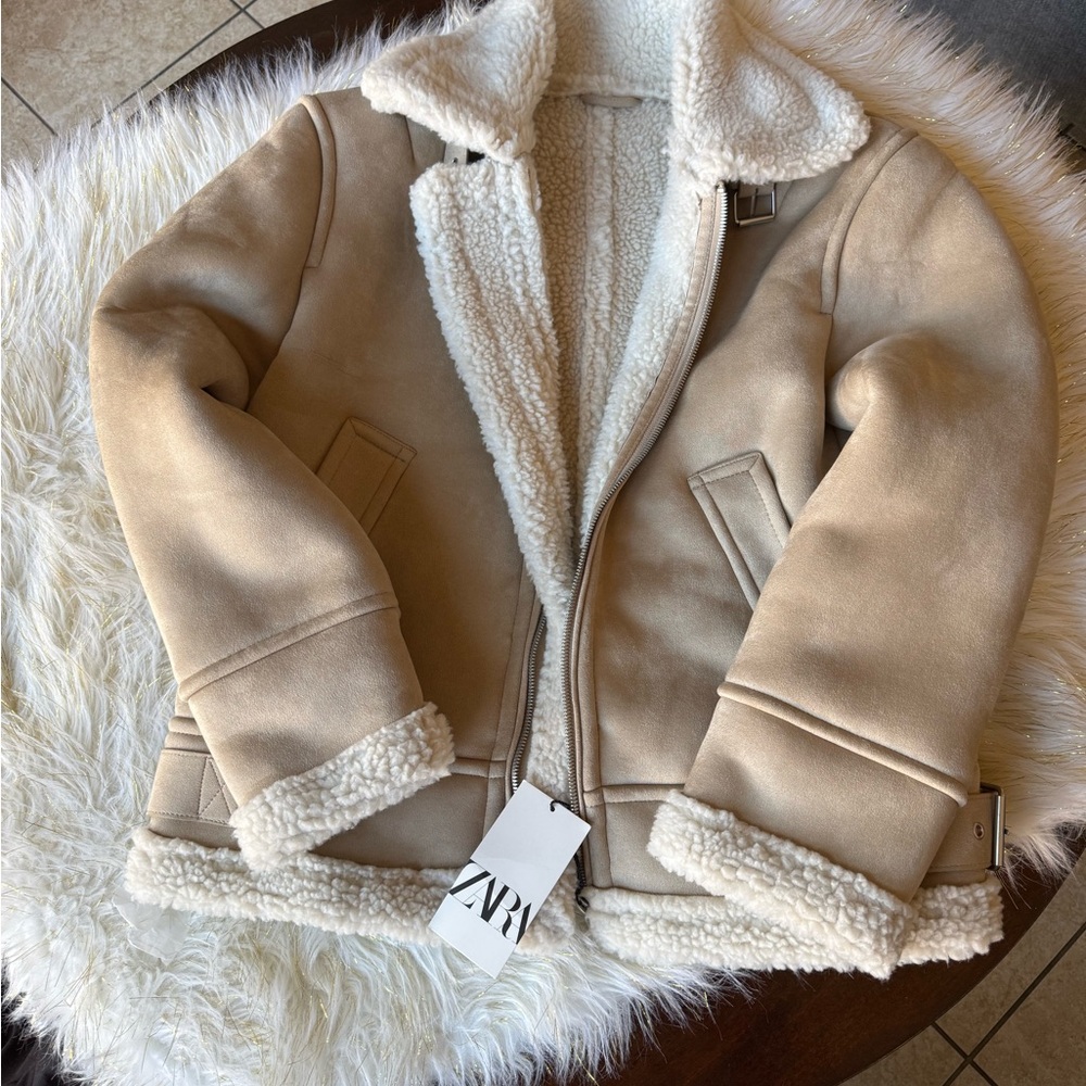 Zara Cream Shearling Jacket